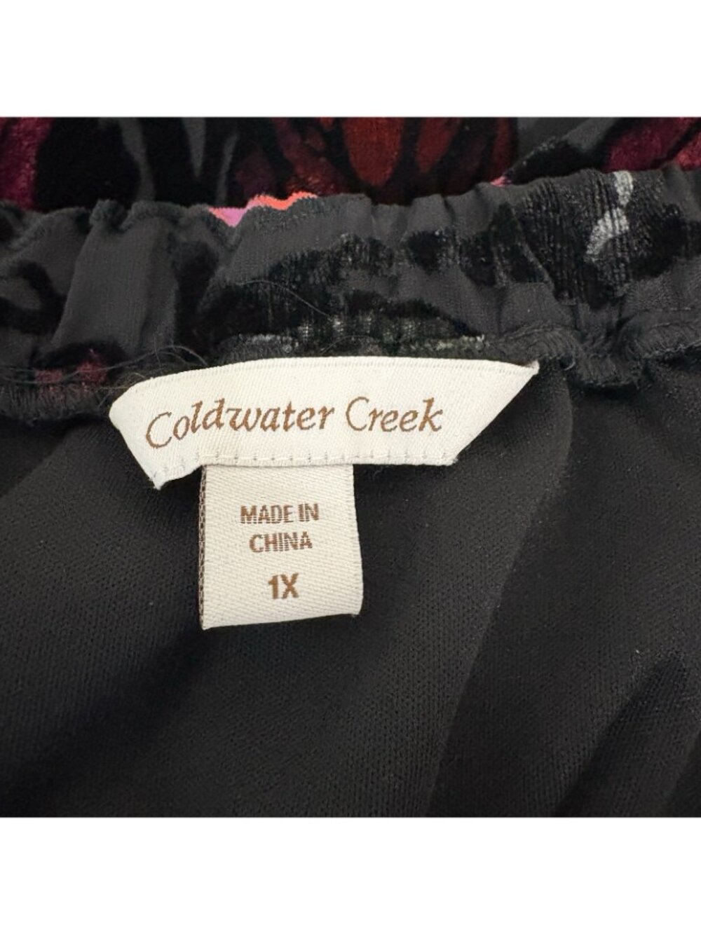 Coldwater Creek Black Pink Floral Velvet Sheer Lined Maxi Skirt - Picture 9 of 13